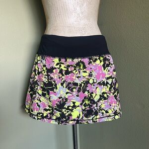 Lululemon Athletica Floral Tennis Mini Skirt - Black, Lavender , Yellow
